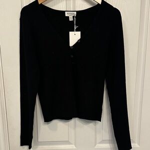 Hudson Jeans Women's Elegant Black V-Neck Long Sleeve Top